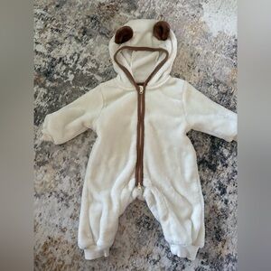 Cozy Cream and Brown Fleece Kids One Piece
